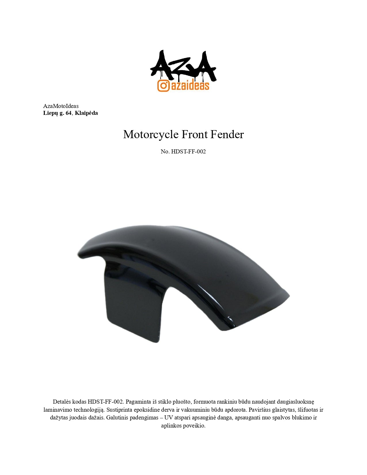 Front fender for Softail '13-24