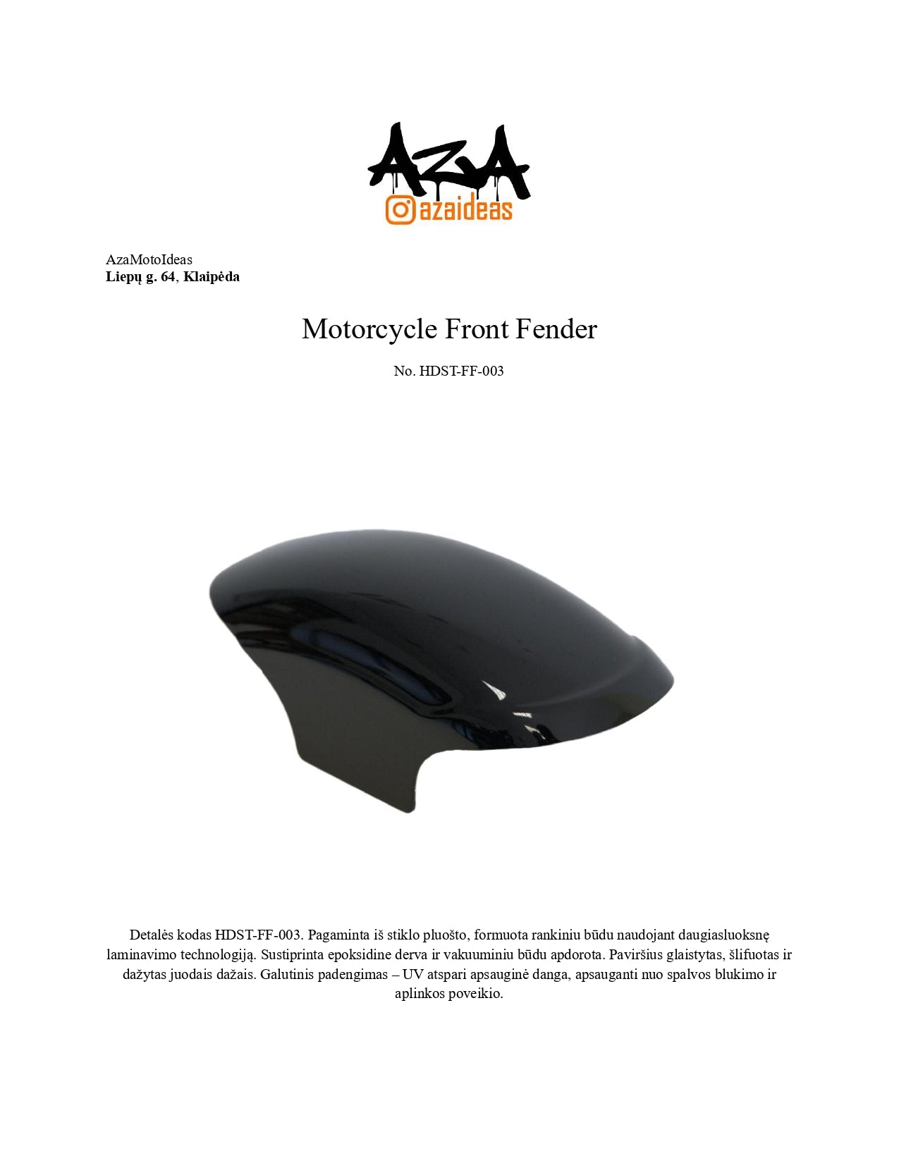 Front fender for Softail '13-24