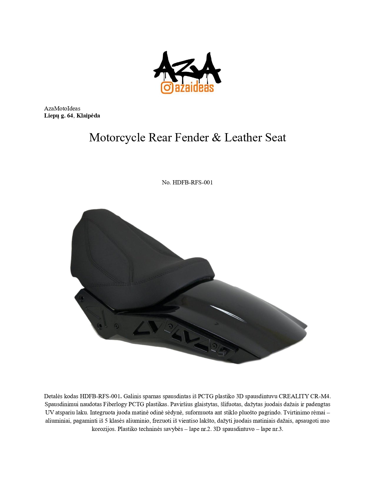 Custom Rear Fender & Leather Seat for Harley Davidson Fat Boy (2018-Up)