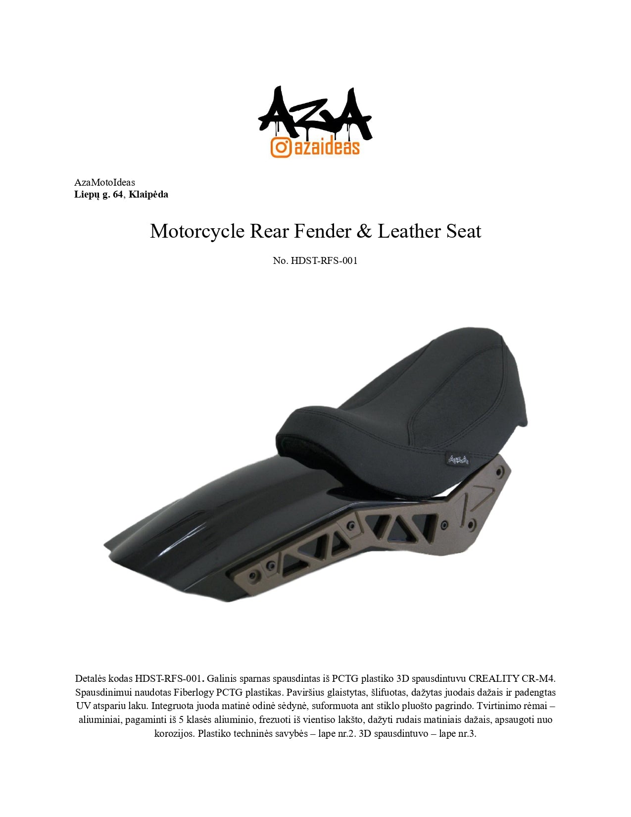 Custom Rear fender & Seat set for Harley Softail M8 2018-up