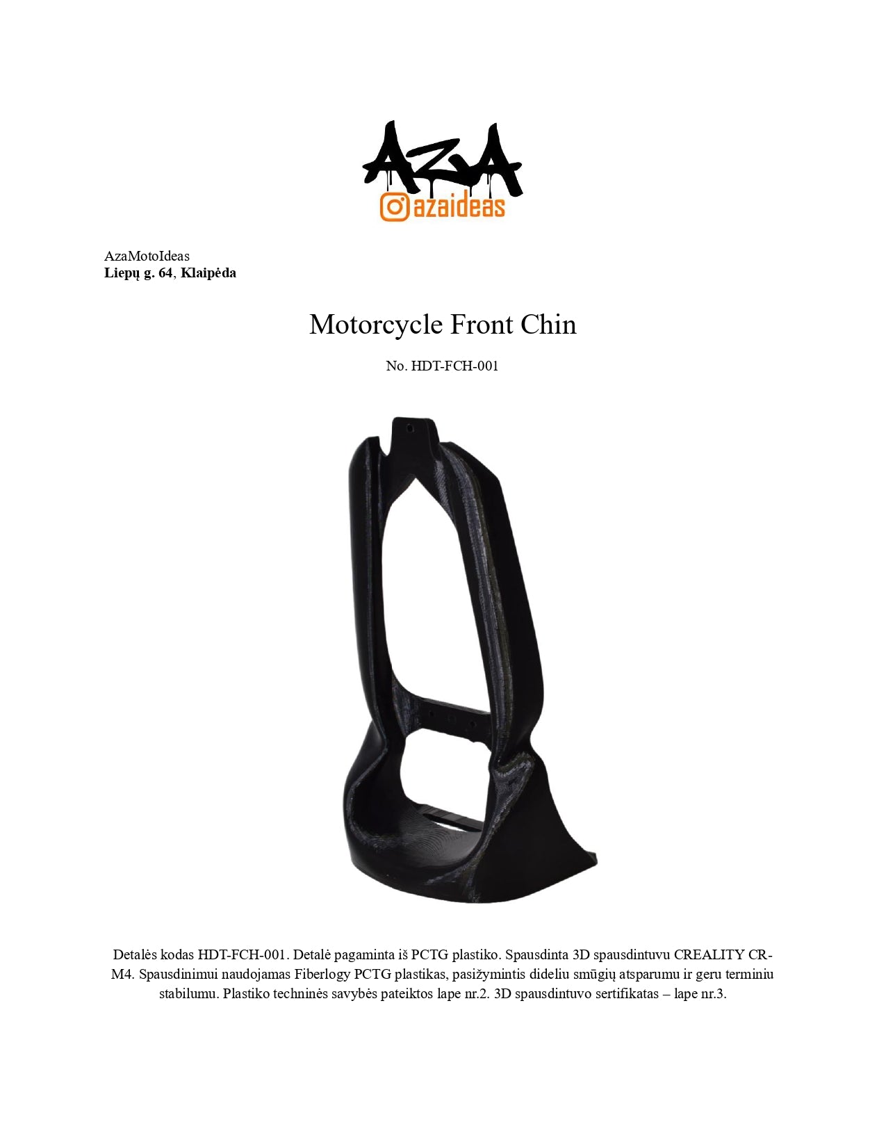 Custom chin spoiler for Harley Davidson Touring Up to 2018